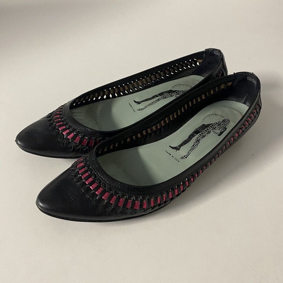 Belle Sigerson Morrison Ballet Flat Black Leather Woven Weave Point Toe … - Picture 4 of 11